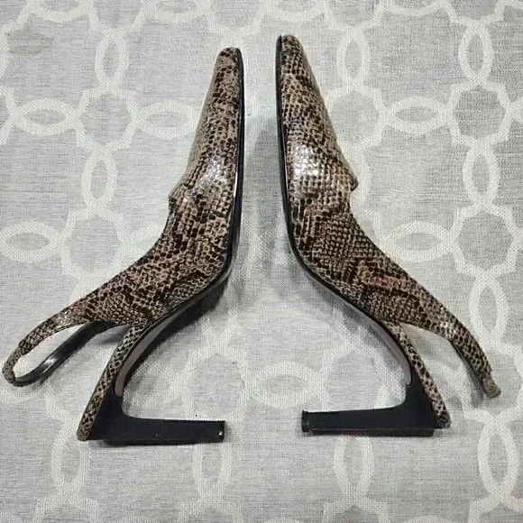 Colin Stuart Leather Snake Printed Sling Back Heels Size 7 - Picture 5 of 9